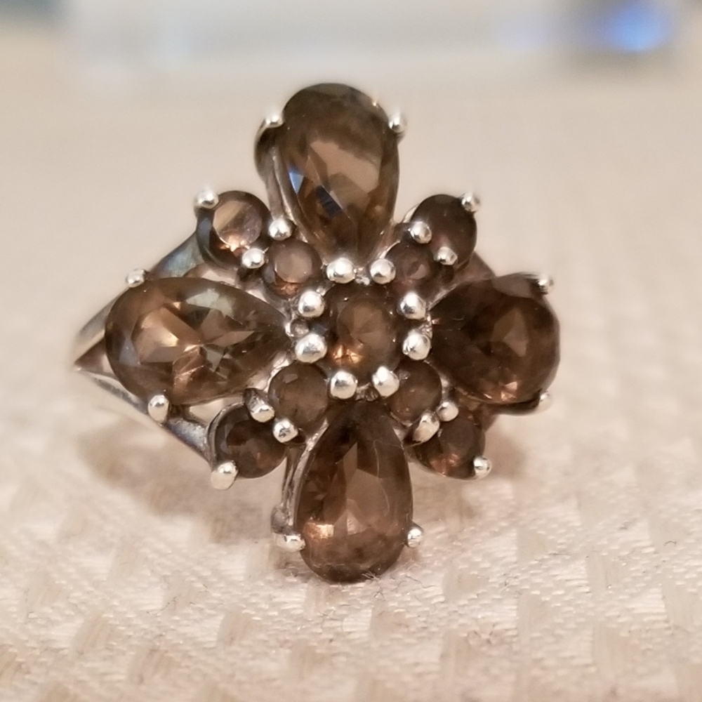 Sterling Silver Smoky Quartz Ring 7